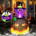 Halloween Inflatable Witch Cat in Cauldron - 4.5FT Outdoor Yard Decor with LED Lights