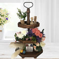 Wooden 3-Tier Rustic Black Serving Tray Farmhouse Cupcake Stand & Kitchen Organizer