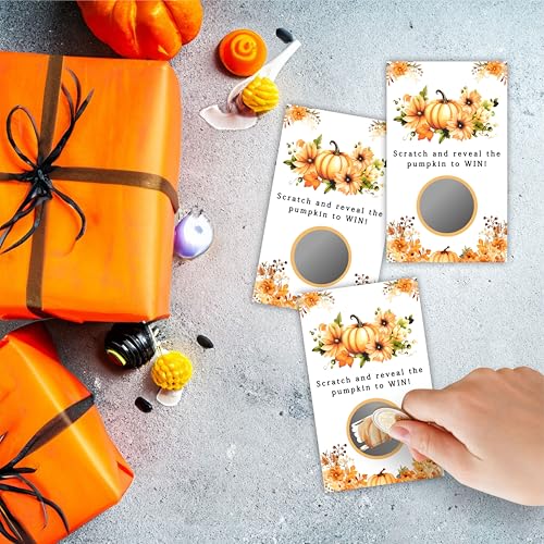 Halloween Pumpkin Scratch Cards - 40 Pack Fall Party Game & Raffle Tickets