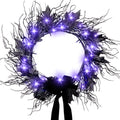 Black 16-Inch LED Halloween Wreath with Battery Timer - Spooky Decor