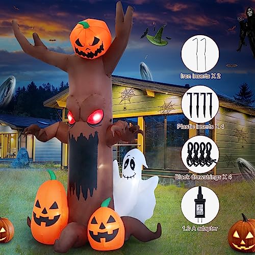 9ft Ghost Pumpkin Halloween Inflatable Decoration with LED Lights for Outdoor Yard Garden