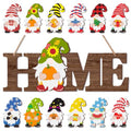 Interchangeable Gnome Door Sign with Walnut Finish - Seasonal Home Decor