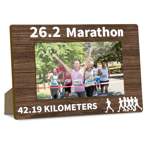 26.2 Marathon Runner Picture Frame - Running Photo Keepsake Gift for Runners, 4x6 Inch Desktop Decor