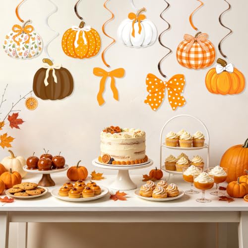 Fall Pumpkin Hanging Swirl Decorations - 20 Pack Autumn Ceiling Streamers