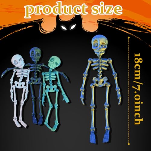 15-Pack Poseable Skeleton Magnets for Fridge and Locker | Glow in Dark & Articulated Halloween Decor