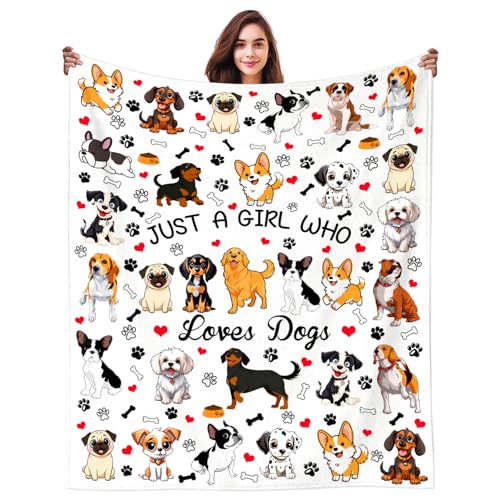 Dog Throw Blanket for Dog Lovers Women Adults 80x60 Big Plush Puppy Gifts