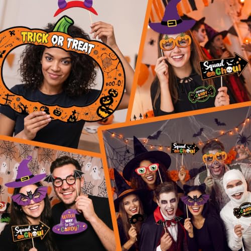Halloween Pumpkin Photo Booth Props Kit - Spooky Party Accessories, 26 Pieces