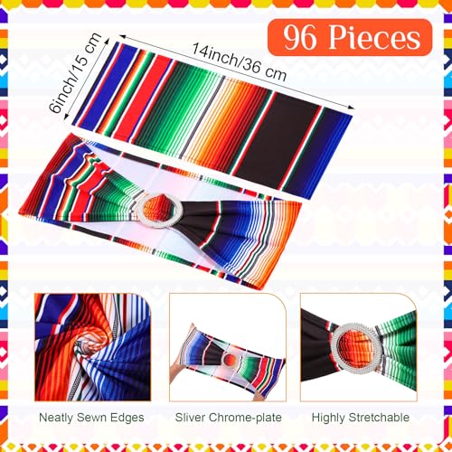 Newwiee 108 Pcs Mexican Party Decorations Set - Colorful Table Runner & Chair Sashes