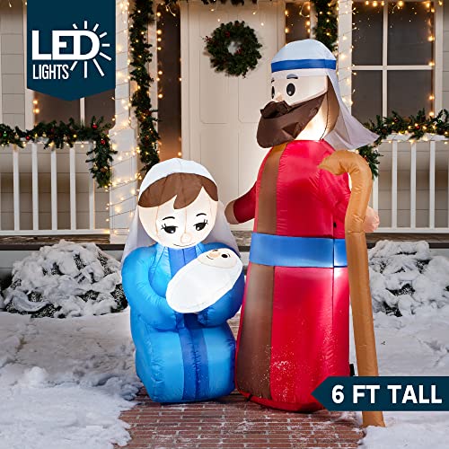 6 FT Christmas Inflatable Nativity Scene with LED Lights Indoor Outdoor Yard Decor