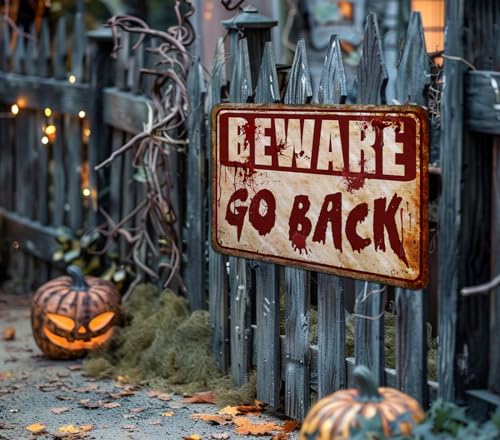 Halloween Party Decorations Outdoor Spooky Metal Sign - Red