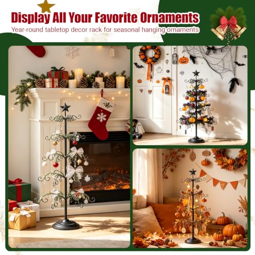 Black 4-Tier Metal Ornament Display Tree Stand for Christmas & Holiday Decor