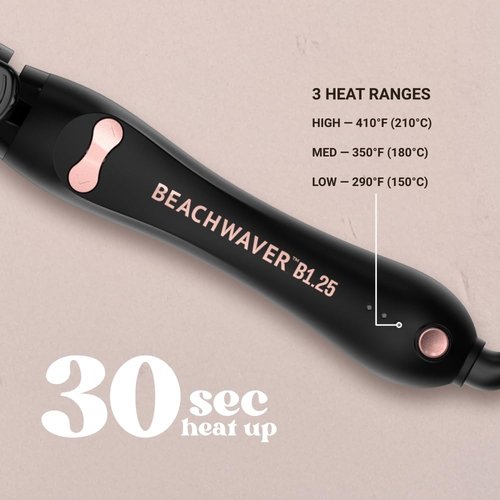Beachwaver Co. B1.25 Rotating Curling Iron - Midnight Rose | Automatic 1.25-Inch Ceramic Iron for Medium-to-Long Hair | Travel-Friendly, Auto Shut-Off Feature
