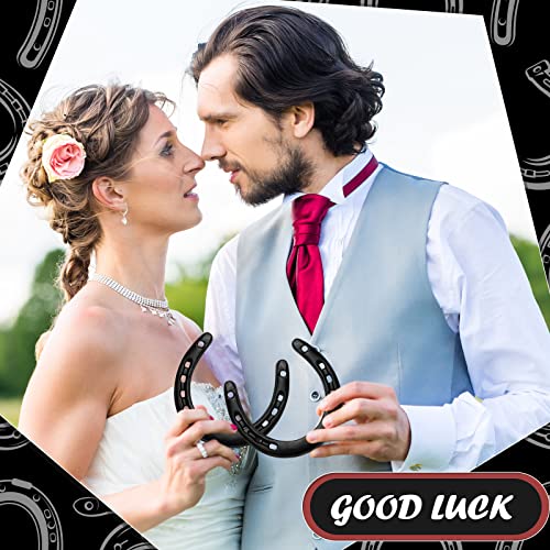 Black Horseshoe Wall Decor Set - 40 Cast Iron Lucky Horse Shoes for Weddings & Parties - 4.53 x 4.33 Inch