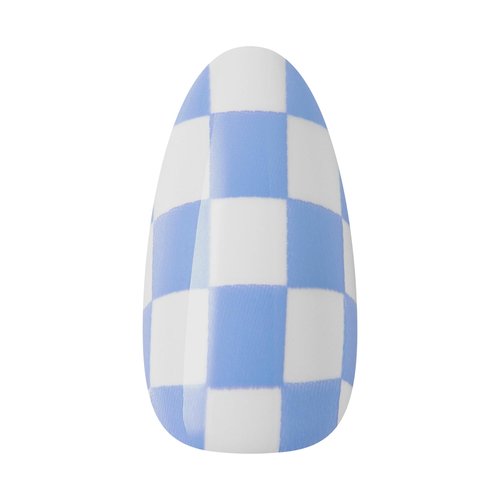 KISS CORE, Press On Nails, Nail glue included, 'Credit', Blue, Medium Size, Almond Shape, Includes 32 Nails, 2g Glue, 1 Manicure Stick, 1 Mini File