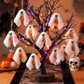 Halloween Ghost Ornaments Set - 12 Soft Sherpa Hanging Decorations for Trees & Home
