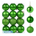 Green Shatterproof Christmas Ornaments Set - 24pcs 4cm Holiday Decor