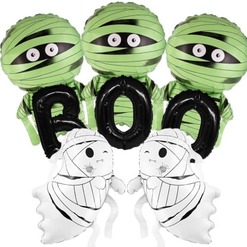 Halloween Party Balloons Set - Foil Ghost Mummy Boo Decorations for Events