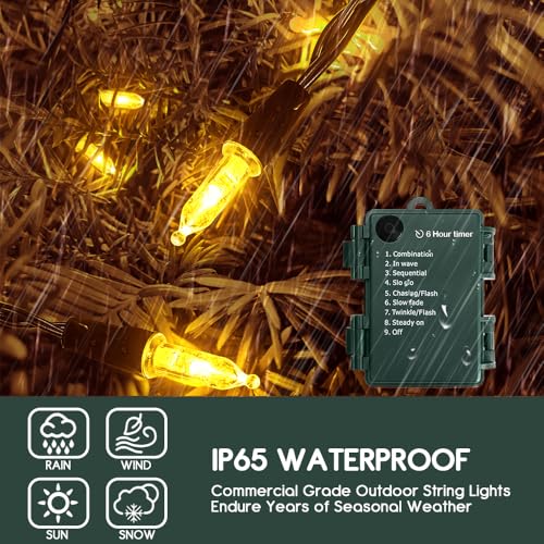 Battery Christmas Lights 8 Pack Mini LED String Lights - Warm White, 8 Modes