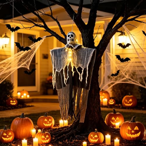 Halloween Hanging Ghost Light 31 Inch Outdoor String Lights with Remote Control
