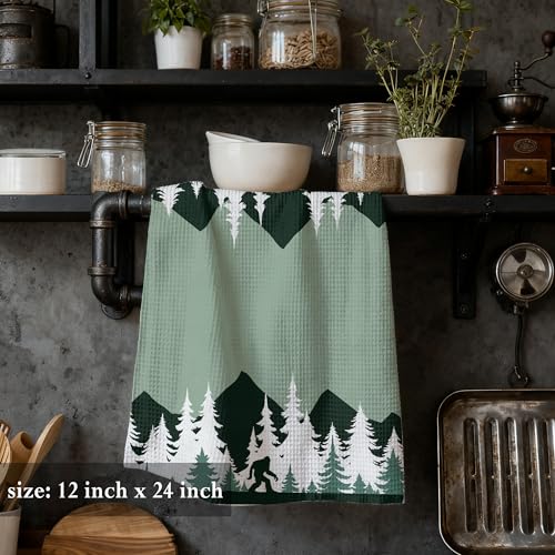 Funny Sasquatch Forest Kitchen Dish Towels Decor 05 - Camping Bigfoot Gift