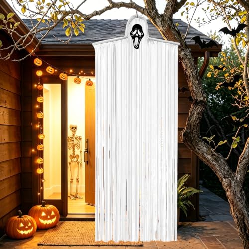 Halloween Ghost Hanging Decorations - DIY Interchangeable Horror Faces, Indoor & Outdoor, 78.7 Inches