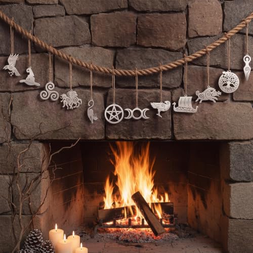 16pcs Viking Norse Rune Christmas Tree Ornaments - Scandinavian Holiday Decor