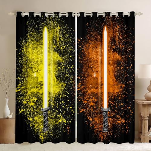 Saber Curtain Set - Insulated Darkening Window Drapes for Bedroom & Living Room