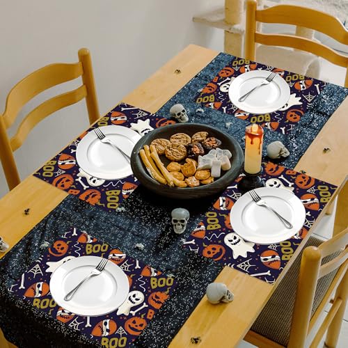 Halloween Disposable Paper Placemats - Ghost & Pumpkin Design, 50 Pack, Style 2