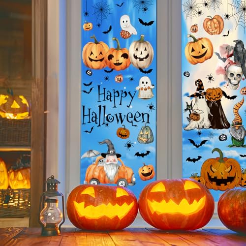 Halloween Window Cling Stickers - Reusable Ghost Pumpkins Bats Decor Set - 102 Pieces