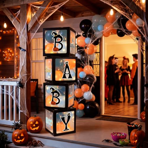 Halloween Baby Shower Decorations Set - A Little Boo Is Almost Due - Black