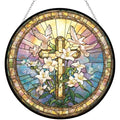 Easter Cross Stained Glass Suncatcher Window Hanging - 7.9in UV Print Decor