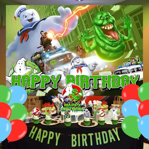 Ghostbusters Cartoon Party Backdrop 5x3FT for Halloween & Birthday Celebrations