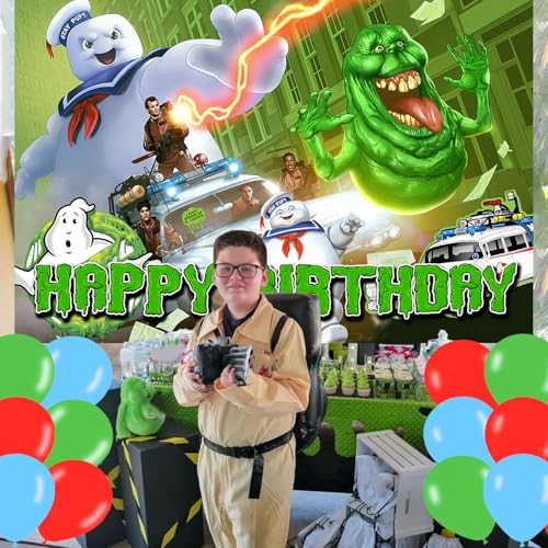 Ghostbusters Cartoon Party Backdrop 5x3FT for Halloween & Birthday Celebrations