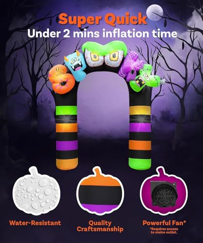 9FT Giant Halloween Inflatable Archway Outdoor Decor Spooky Lighted Yard Decoration