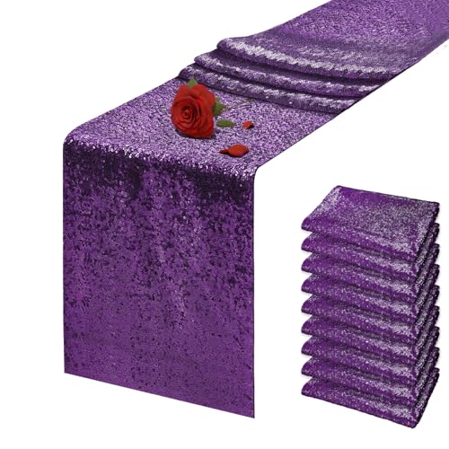 Purple Sequin Table Runner 12 x 72 Inches - Pack of 10, Wedding & Party Decor