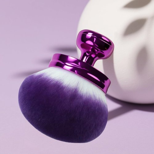Extra Large Body Makeup Brush for Self Tanner, Leg Makeup & Bronzer Self Tan Applicator, 80mm Wide Round Head Kabuki Brush Provides More Even& Pretty Application with Drawstring Bag (Purple)