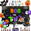 Halloween 2nd Birthday Decorations Balloons Banner Cake Toppers Backdrop Set