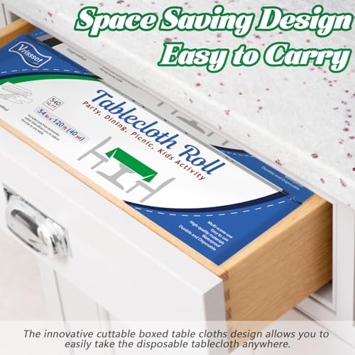 Disposable Green Plastic Table Cover Roll 54in x 120ft with Easy Cut for Outdoor Events