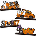 Halloween Wooden Table Centerpieces Set - 4pcs Pumpkin & Ghost Decor