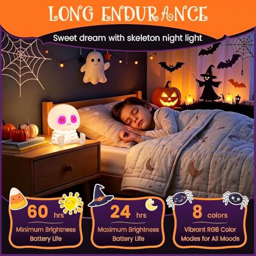 Pet Skeleton Skull Night Light RGB Skeleton Halloween Decor Gift - Kid Safe