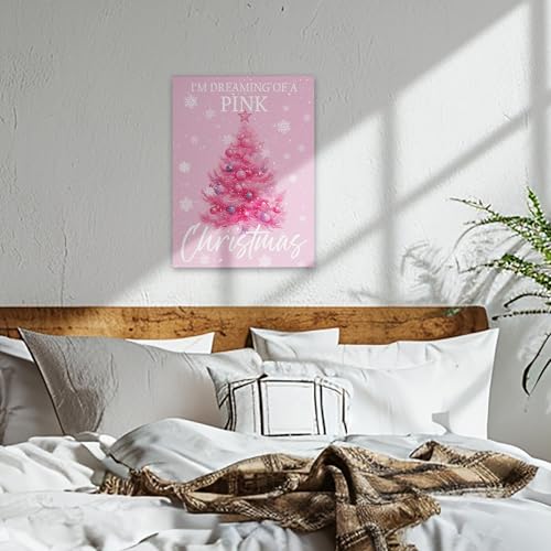 Pink Christmas Tree Canvas Wall Art Decor - Holiday Winter Scene - Variation of THIS listing