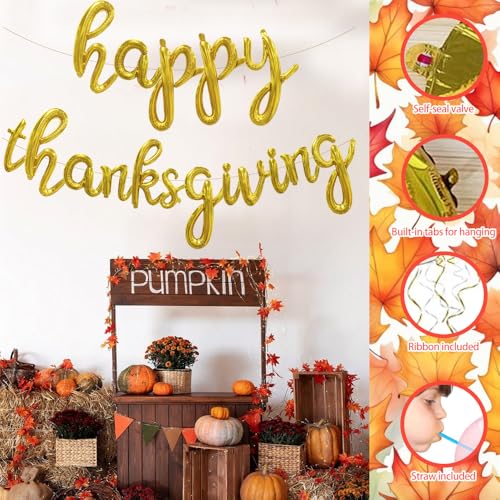 18 Inch Happy Thanksgiving Foil Balloons Set - Fall Party Decorations