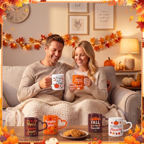 Pickmesh Fall Colorful Coffee Mug Set of 6 - 10 oz Ceramic Autumn Drinkware