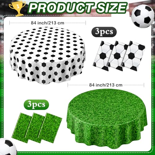 Soccer & Grass Party Tablecloths 84 Inch Disposable Circle Cover - 6 Pack