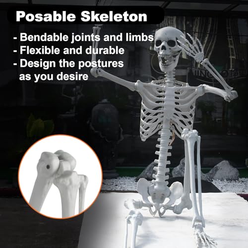 6FT Posable Skeleton Decoration for Halloween Indoor Outdoor - Weatherproof Halloween Prop