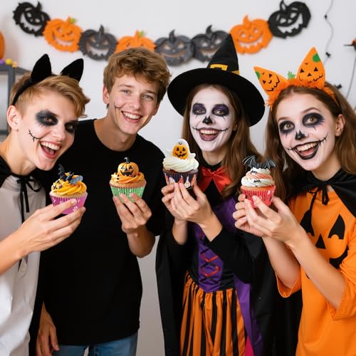 Halloween Cupcake Liners Pack - Castle and Pumpkin Pattern, Style A, 100 pcs