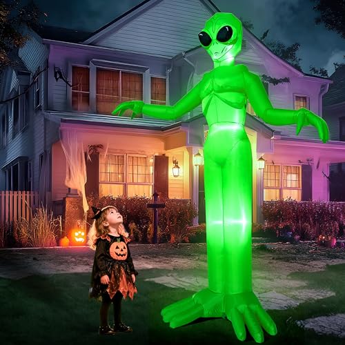 9 FT Tall Halloween Inflatable Alien Decoration with Built-in LEDs for Outdoor Yard Garden