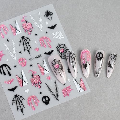 Halloween Spider Web Nail Art Stickers Decals - Black & White 6PCS Halloween-04