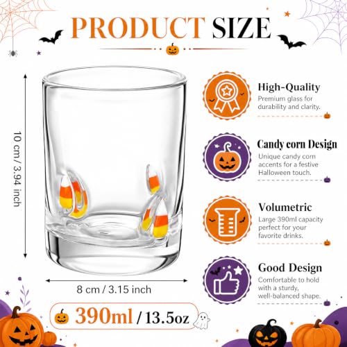 Halloween Candy Corn Juice Glasses Set of 2 - Cute Holiday Drinking Cups