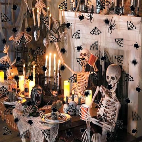 Halloween Black Confetti - 1000PCS Foil Spider & Web Table Scatter - Spooky Party Decorations - Variation: Halloween Black